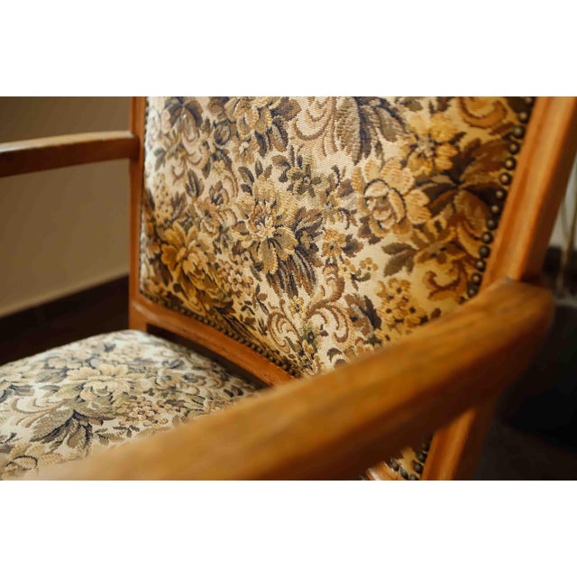 Vintage Salon Lounge Chair with Floral Tapestry Upholstery, 1940s For Sale - Image 9 of 15