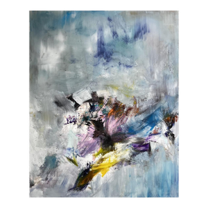 Contemporary Abstract Oil, Acrylic and Pencil on Canvas Painting "There’s a Cat in the Sky" by Tommaso Fattovich