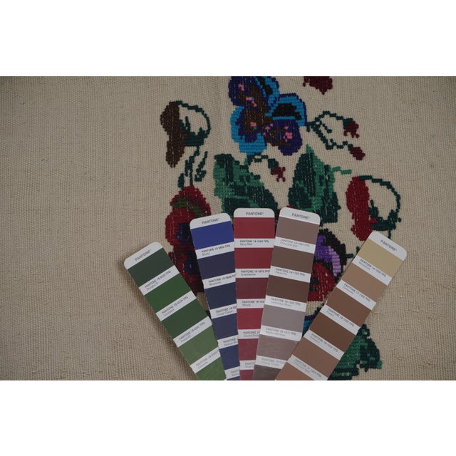 Vintage Aubusson Floral Turkish Kilim Rug 5'5'' X 6'5'' For Sale - Image 11 of 11