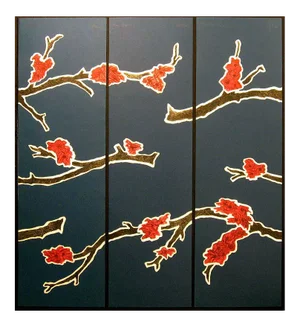 1980s "Blooms" Intaglio Collograph Triptych by Peter Keefer - Set of 3