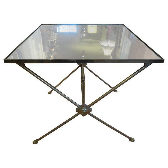 Metal 1940's French Neoclassical Style Brass Side Table For Sale - Image 7 of 8