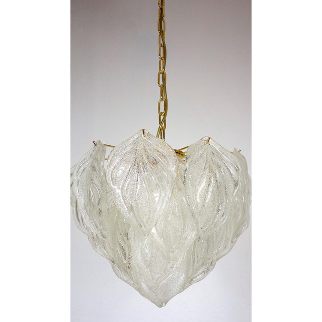 Italian Murano Ice Glass Leaf Arischoken Pendant Lamp from Novaresi, 1970s For Sale - Image 6 of 13