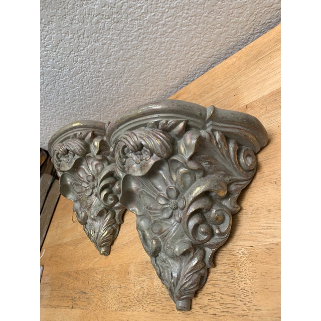 Set of Two Vintage Rococo Style Plaster Wall Accents | Chairish