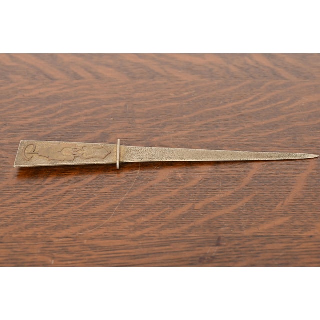 Art Deco Silver Crest Arts & Crafts Bronze Letter Opener For Sale - Image 3 of 11
