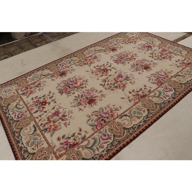 Contemporary Rug & Kilim’s European Style Needlepoint Rug in Beige With Floral Patterns For Sale - Image 3 of 8