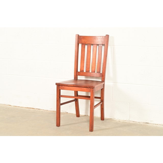 Wood Limbert Style Antique Mission Oak Arts & Crafts Side Chairs or Dining Chairs, Pair For Sale - Image 7 of 10