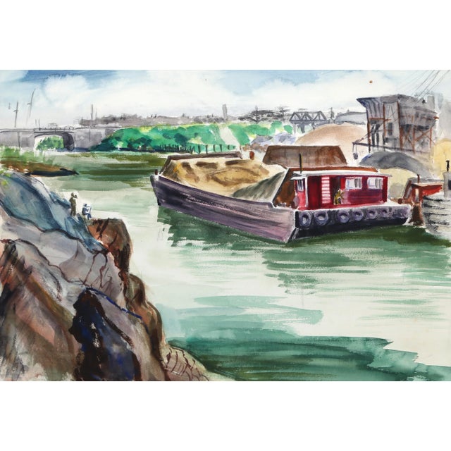 Artist: Eve Nethercott, American (1925 - 2015) Title: Barile Boathouse(P5.35) Year: 1949 Medium: Watercolor on Paper Size:...
