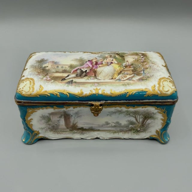A large sevres porcelain casket box, signed scene painter, produced by the manufacture nationale de sèvres during the...