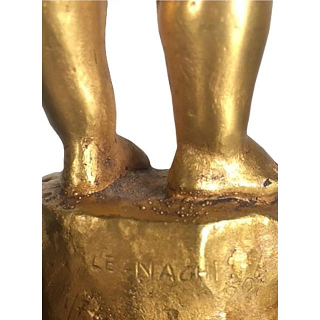 Gilded Italian Putti on Green Glass Bases - a Pair For Sale In Dallas - Image 6 of 8