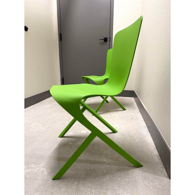 2010s Pair of Green Washington Skin Knoll Chairs For Sale - Image 5 of 12