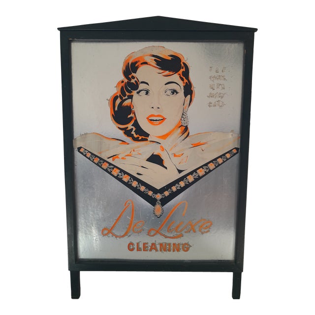Mid 20th Century DeLuxe Cleaning Advertising Sign For Sale