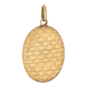 Antique Victorian Hair Pendant 18 Karat Gold Chased Pattern Vintage Fine Oval