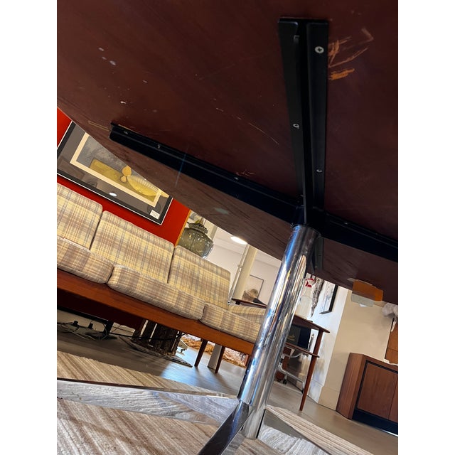 Vintage Knoll International Oval Rosewood Dining Table With Chrome Pedestal For Sale - Image 12 of 14