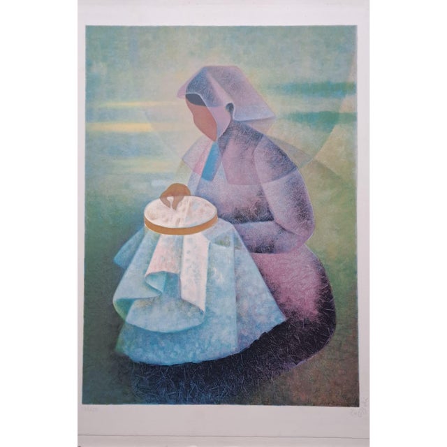 Louis Toffoli, The Embroiderer, Lithograph For Sale - Image 7 of 7