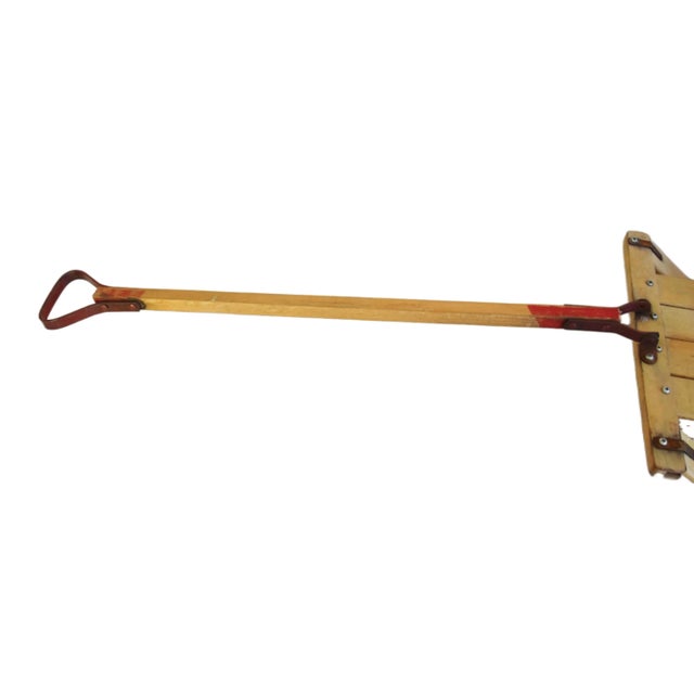Red Vintage Children's Snow Pull Sled With Handle For Sale - Image 8 of 13
