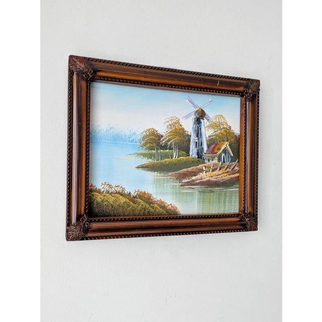 Mid Century Oil Painting Framed For Sale - Image 4 of 10