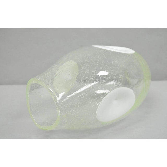 Vintage Mid Century Italian Modern Pulegoso Bubble Glass White Dimple 14" Vase For Sale - Image 11 of 15