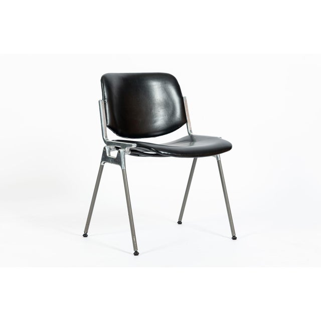 Six Mid Century Italian DSC 106 Leather Stacking Chairs by Giancarlo Piretti for Castelli, 1980s For Sale - Image 11 of 16