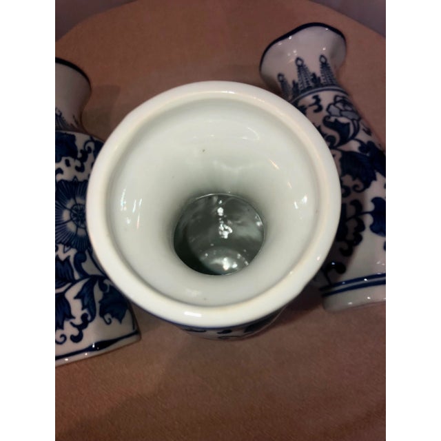 19th Century Set of 3, 19th Century Qing Dynasty Blue and White Porcelain Vases For Sale - Image 5 of 10