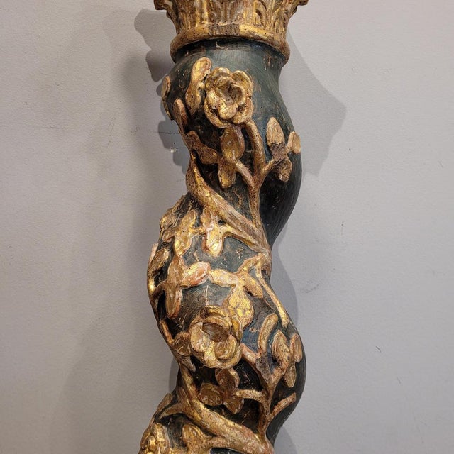 Spanish Artist, Solomon's Column, 18th Century, Gilded and Painted Wood For Sale - Image 9 of 18
