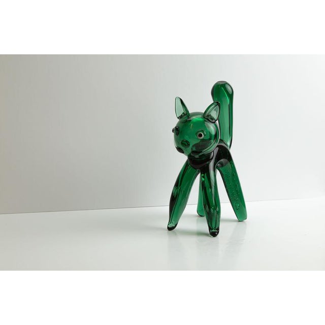 Black Green Glass Cat Sculpture attributed to Toso et Bagnoli, Empoli, 1950s For Sale - Image 8 of 10