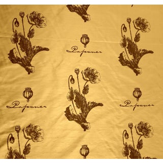 Vintage Clarence House "Papaver" Botanical Silk Fabric- 4.5 Yards For Sale