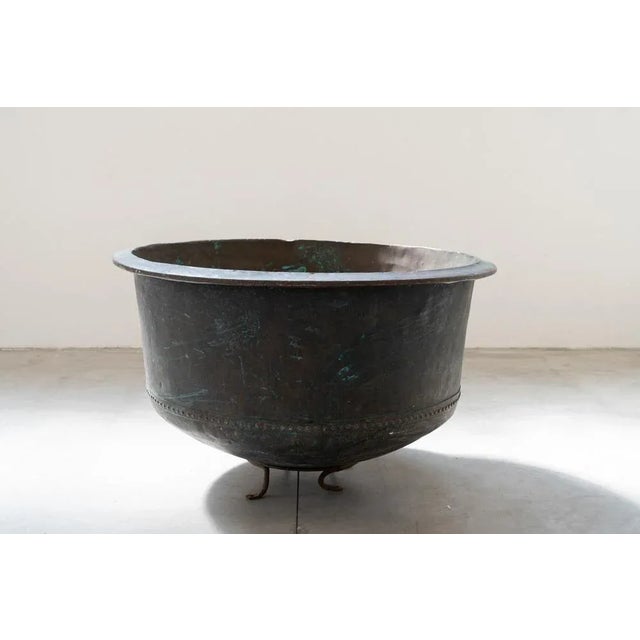 Antique Copper Cauldron with Iron Base & Decorations, 1800s For Sale - Image 13 of 13