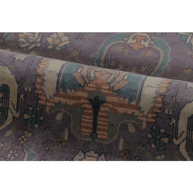 Rug & Kilim’s Agra-Inspired Rug, Floral Trellis on Midnight Purple Field For Sale In New York - Image 6 of 7
