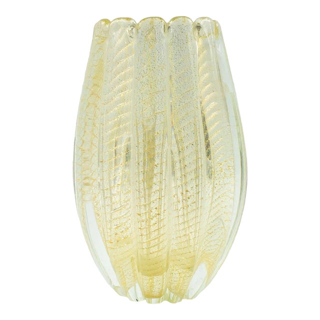 Barovier & Toso Cordonato d'Oro Glass Vase Murano, Italy, 1950s For Sale