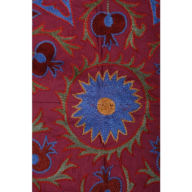 Red Silk Suzani Wall Decor 3'1'' X 6'3'' For Sale - Image 8 of 10