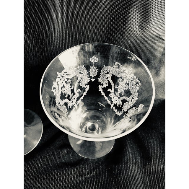 Fostoria Vintage Floral Etched Fostoria Navarre Clear Crystal Ice Tea or Water Glasses S/3 For Sale - Image 4 of 5