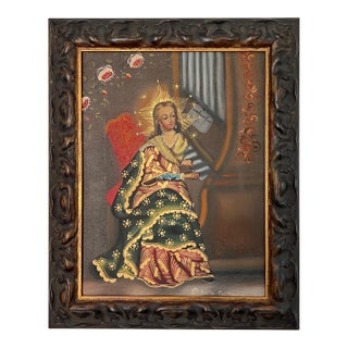 Mid 20th Century Cuzco School Painting of Saint Cecilia For Sale