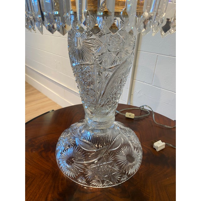 Late 19th Century 25” American Brilliant Cut Crystal Glass Mashroom Lamp For Sale In Los Angeles - Image 6 of 7