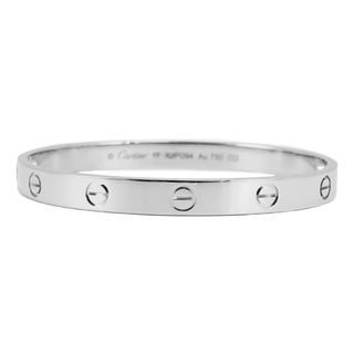 Cartier Classic Model 18k White Gold Iconic Love Bangle Bracelet For Sale