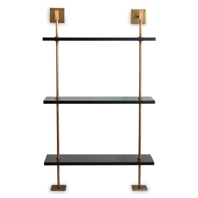 Not Yet Made - Made To Order Marais 3-Tier Black & Brass Shelf 36" For Sale - Image 5 of 6