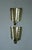 Pair of Mid-Century Swedish Brass Shield Shape Sconces Striking Swedish mid-century brass wall sconces with a bold shield-...