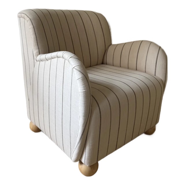 Lounge Linen Accent Chair For Sale