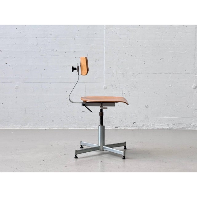 Industrial Vintage Industrial Work Chairs in Wood & Metal, 1964 For Sale - Image 3 of 15