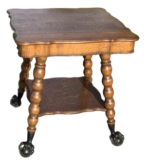 Antique Oak Claw and Ball Foot Parlor Table