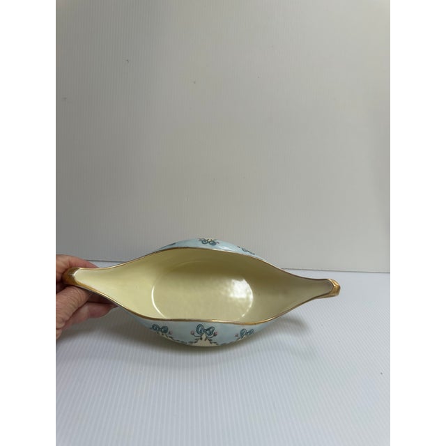 Antique T & v Limoges France Canoe-Shape Handle Bowl 10"x 5" Floral Hand Painted For Sale - Image 11 of 12