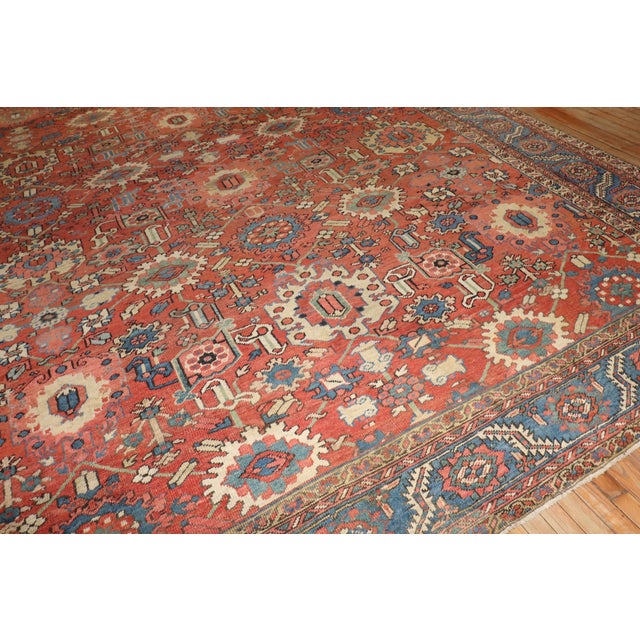 Antique Zabihi Collection Persian Heriz Rug - 12'3" x 15'6" For Sale - Image 10 of 12