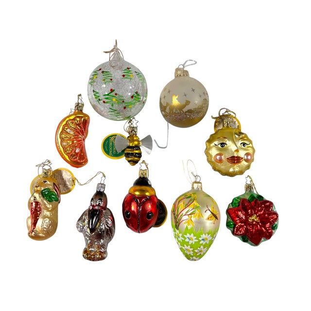 Glass European and Inge-Glas Sport and Misc Christmas Ornaments With Stocking, Set of 20 For Sale - Image 7 of 8