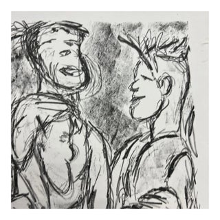 1999 Art by Gina Kail Lithograph 3/7 Abstract Male Figures For Sale