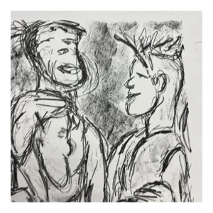 1999 Art by Gina Kail Lithograph 3/7 Abstract Male Figures