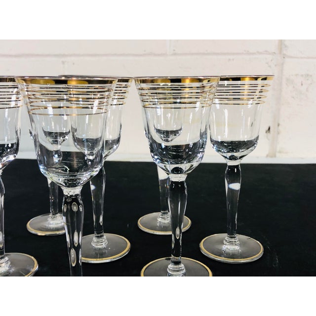 1930s Vintage Art Deco Gold Ring Small Glass Stems, Set of 8 For Sale - Image 5 of 9