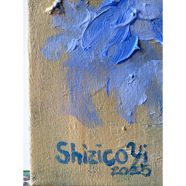 Original-Jardin d'Hiver-Cloud Dahlias in Blue-Shizico Yi-British Awarded Artist-Impasto on Canvas For Sale - Image 12 of 17