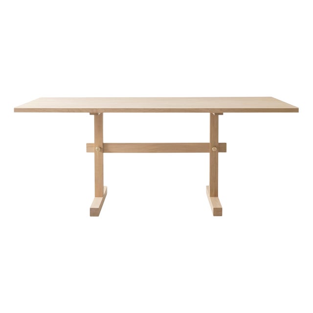 Gaspard Dining Table 180 in Light Oak and Brass by Eberhart Furniture For Sale