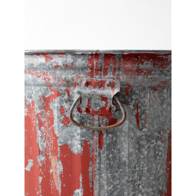 Antique Galvanized Utility Can With Red Paint For Sale - Image 17 of 17