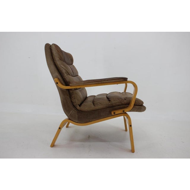 Contino Leather Armchair attributed to Yngve Ekström, Sweden, 1970s For Sale - Image 9 of 15