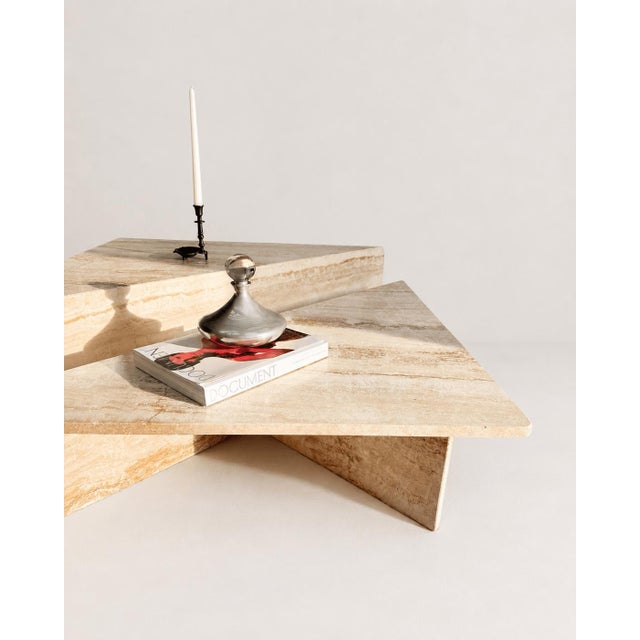 Vintage Italian Travertine Low Triangular Nesting Coffee Tables, 1970s, Set of 2 For Sale - Image 15 of 15